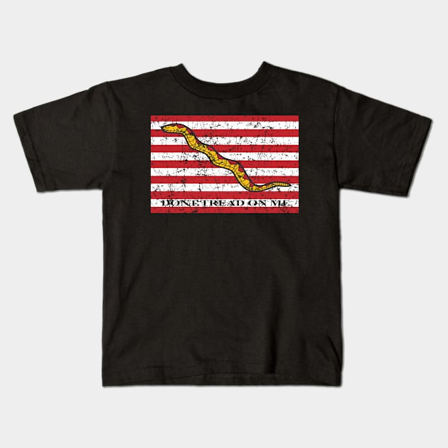 The Navy Rattlesnake Jack Dont Tread On Me Flag Kids T-Shirt by hobrath